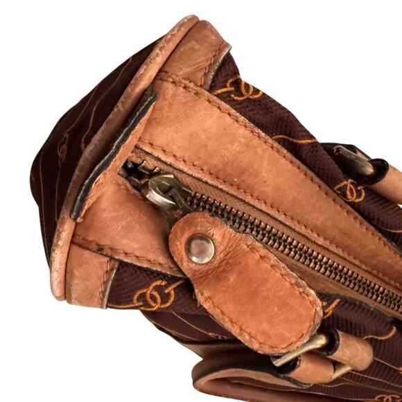 GUCCI Vintage 70's GG Boston Bag in Orange Stripe Brown Canvas Doctor Bag - Picture 16 of 16